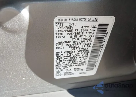 2018 Nissan Rogue Sl from USA, damaged, VIN JN8AT2MV5JW326084